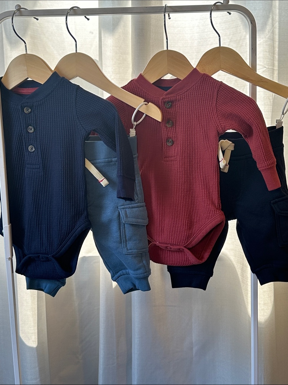 Wrangler Long-Sleeve Waffle Bodysuit and Joggers. Set of two 3M